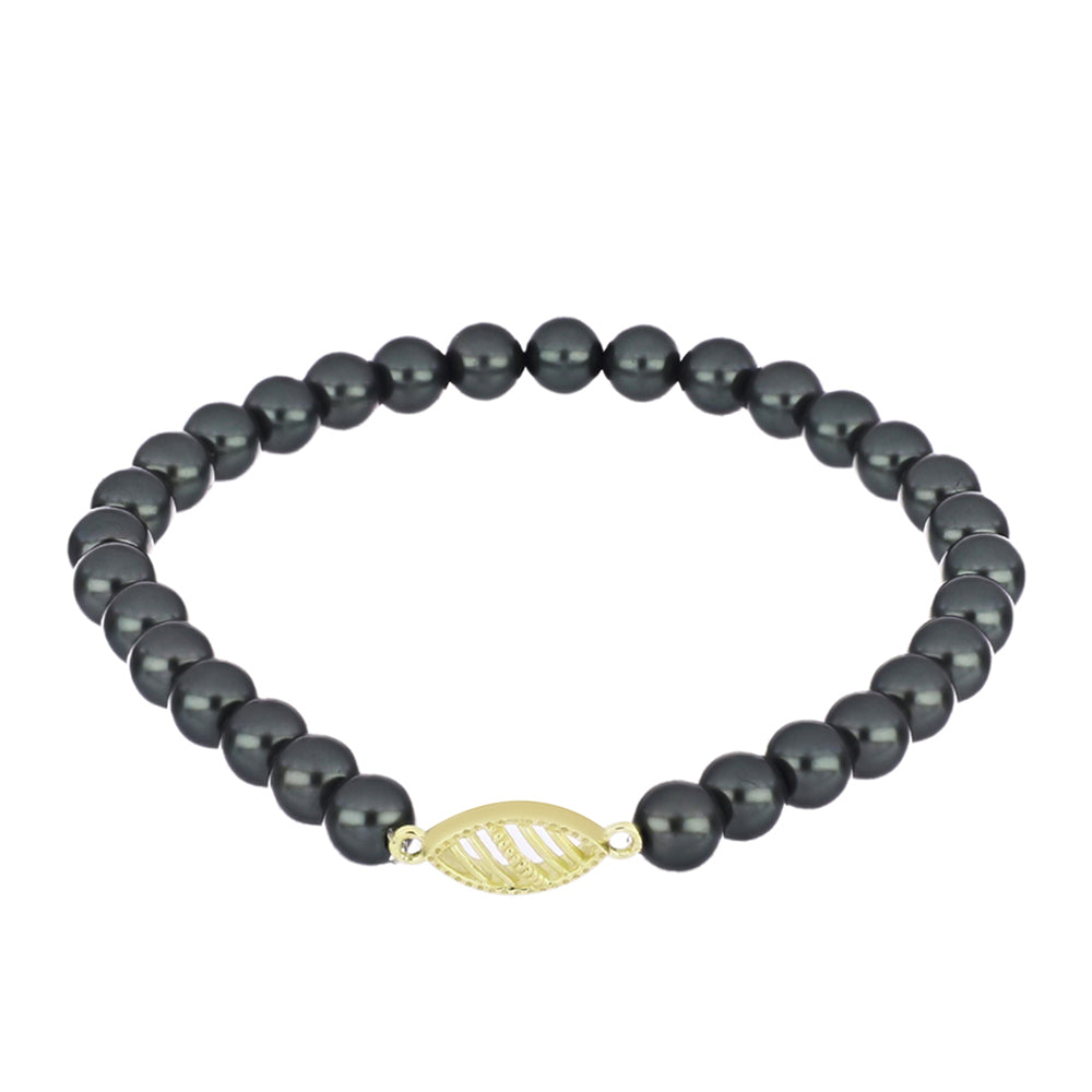 Goldplattiertes Silberarmband mit Tahitigrüne-Illusion Süßwasserperle 1 