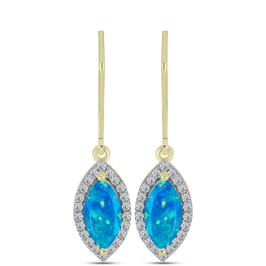 Goldplattierte Silberohrringe mit äthiopischem Paraiba-Blauopal und weißem Topas