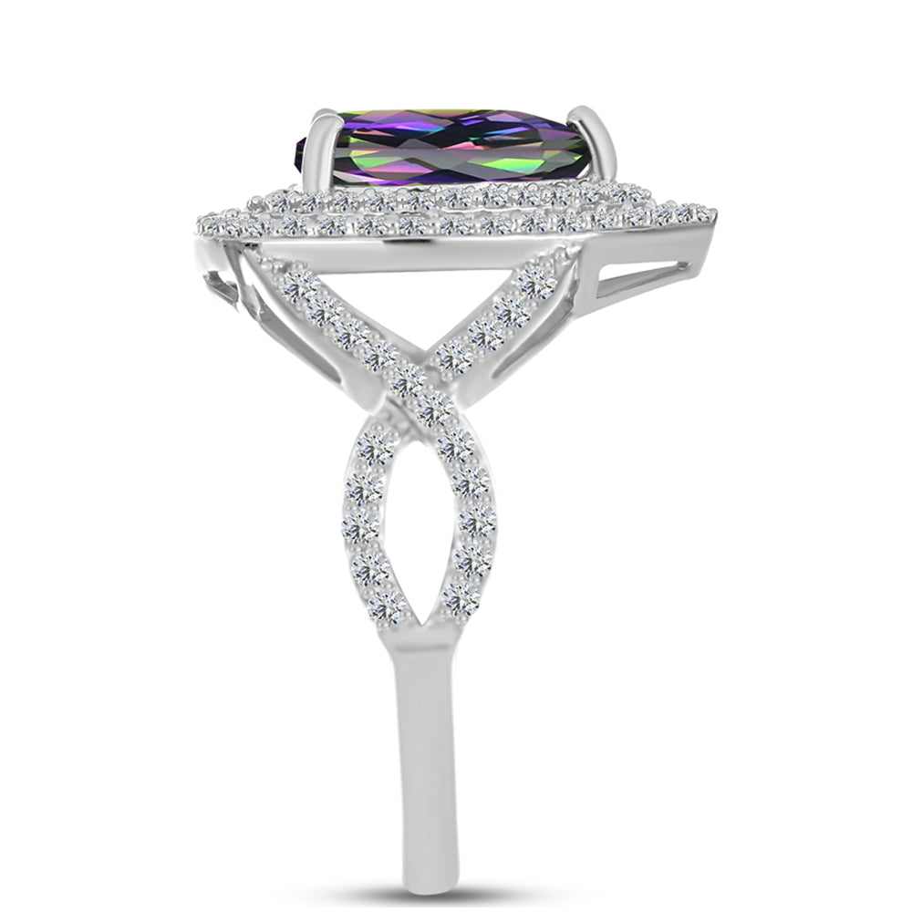 Silberring mit mystischem Topas und weißem Topas