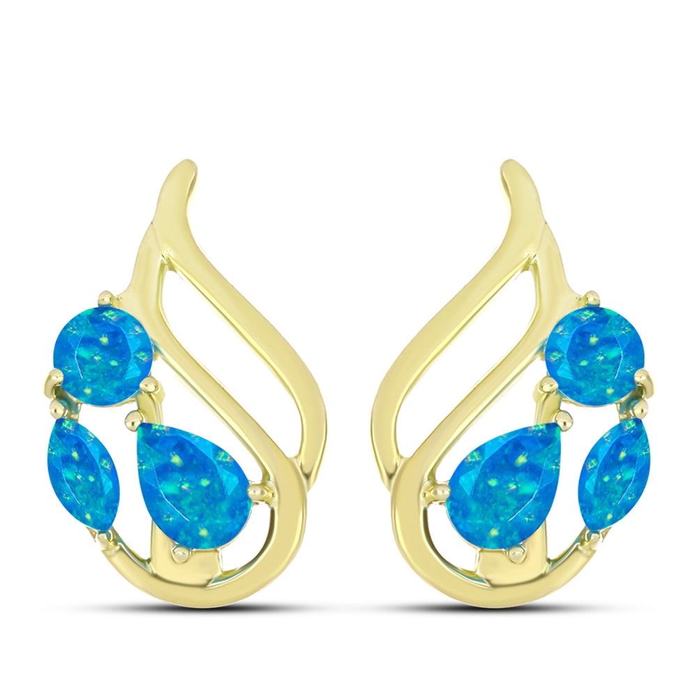 Goldplattierte Silberohrringe mit äthiopischem Paraiba-Blauopal 1 