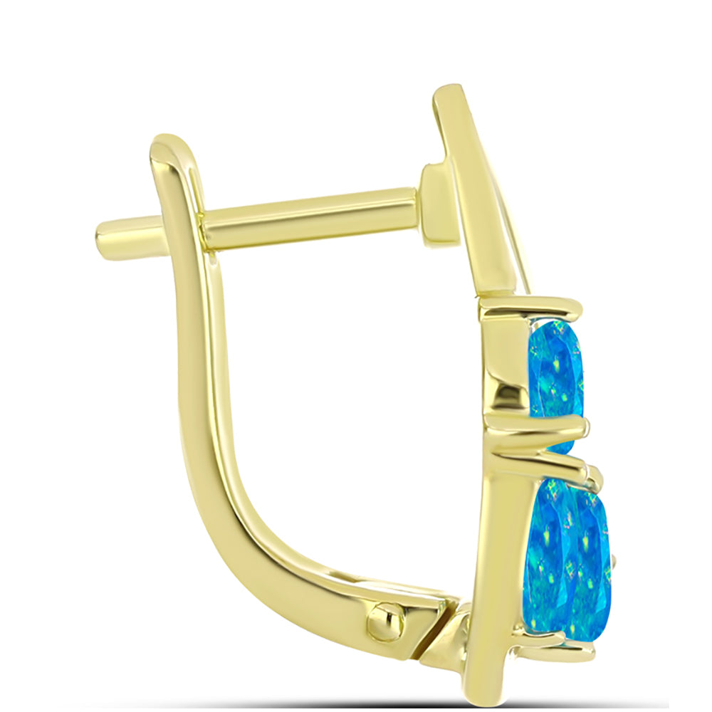Goldplattierte Silberohrringe mit äthiopischem Paraiba-Blauopal 2 