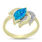 Goldplattierter Silberring mit äthiopischem Paraiba-Blauopal und weißem Topas