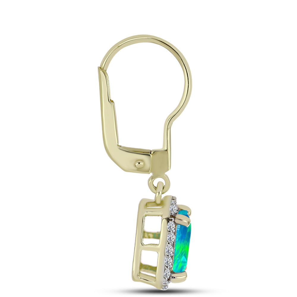 Goldplattierte Silberohrringe mit äthiopischem Paraiba-Blauopal und weißem Topas 2 