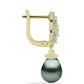 Goldplattierte Silberohrringe mit Tahitigrüne-Illusion Süßwasserperle und weißem Topas