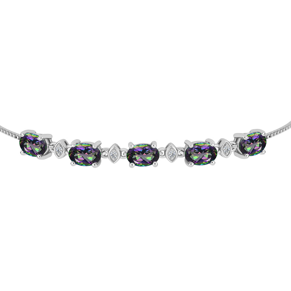 Silberarmband mit mystischem Topas und weißem Topas