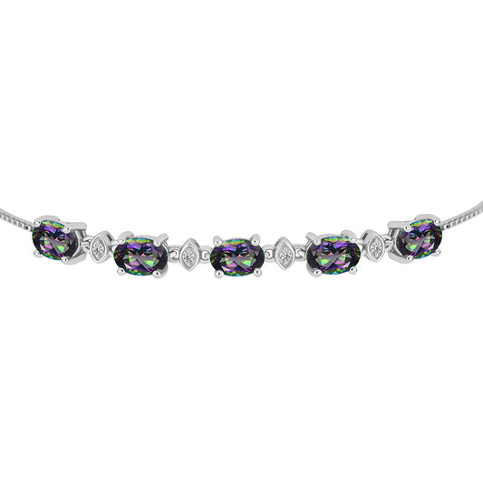 Silberarmband mit mystischem Topas und weißem Topas