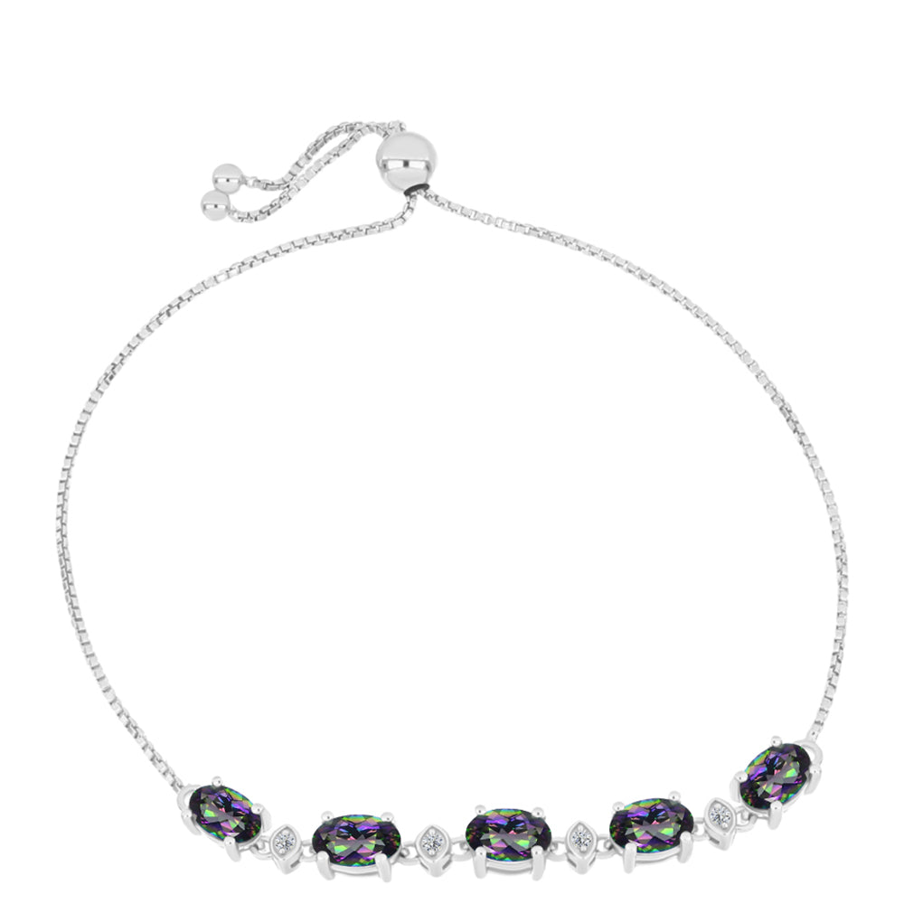 Silberarmband mit mystischem Topas und weißem Topas