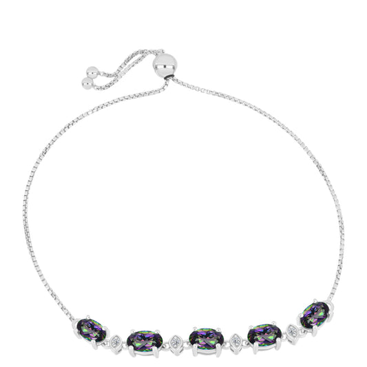 Silberarmband mit mystischem Topas und weißem Topas