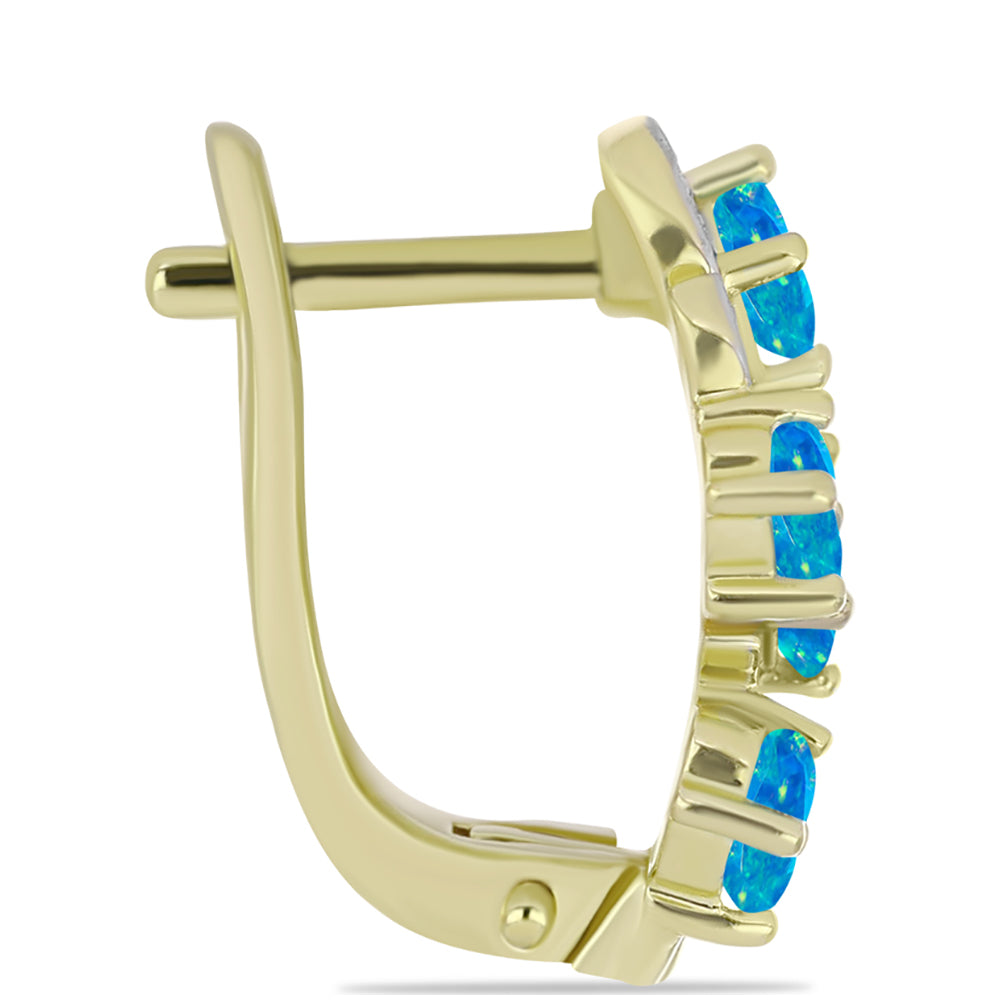 Goldplattierte Silberohrringe mit äthiopischem Paraiba-Blauopal und weißem Topas 2 