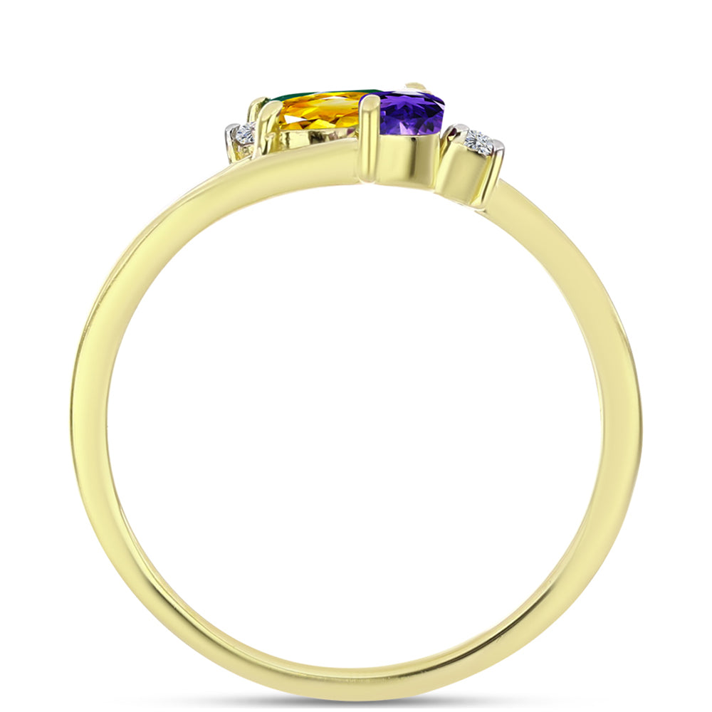 Goldplattierter Silberring mit marokkanischem Amethyst und Zitrin aus dem Ural