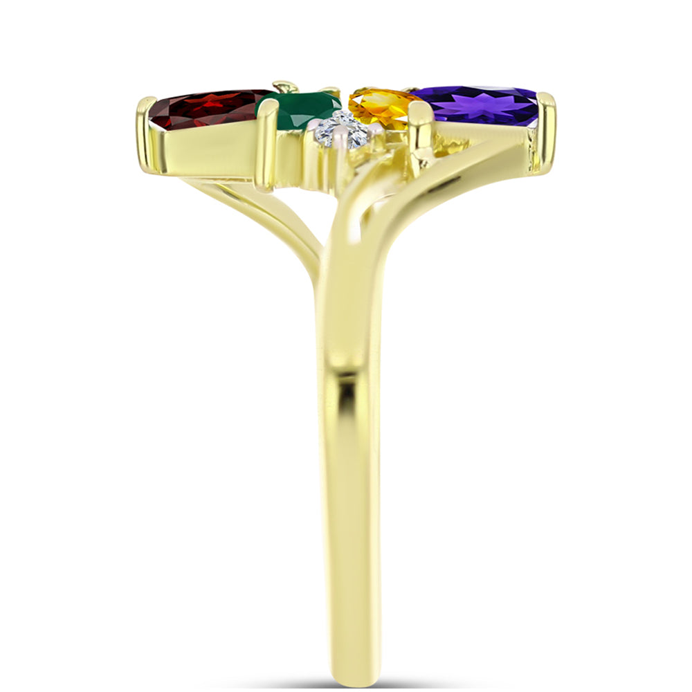 Goldplattierter Silberring mit marokkanischem Amethyst und Zitrin aus dem Ural 4 