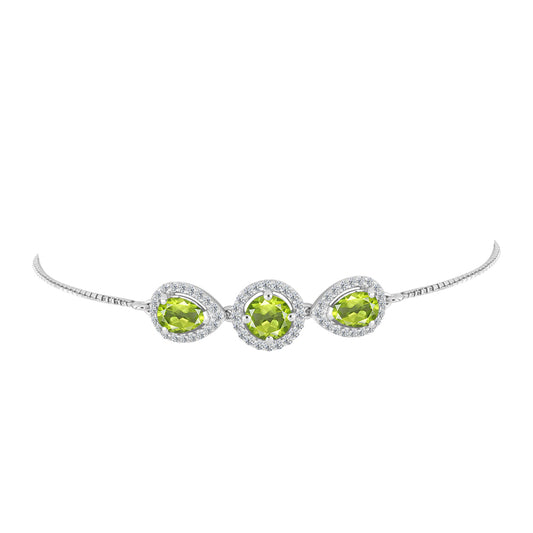Silberarmband mit Peridot aus Changbai und weißem Topas