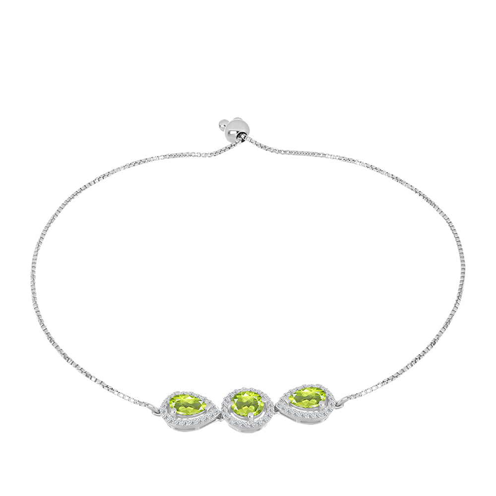 Silberarmband mit Peridot aus Changbai und weißem Topas
