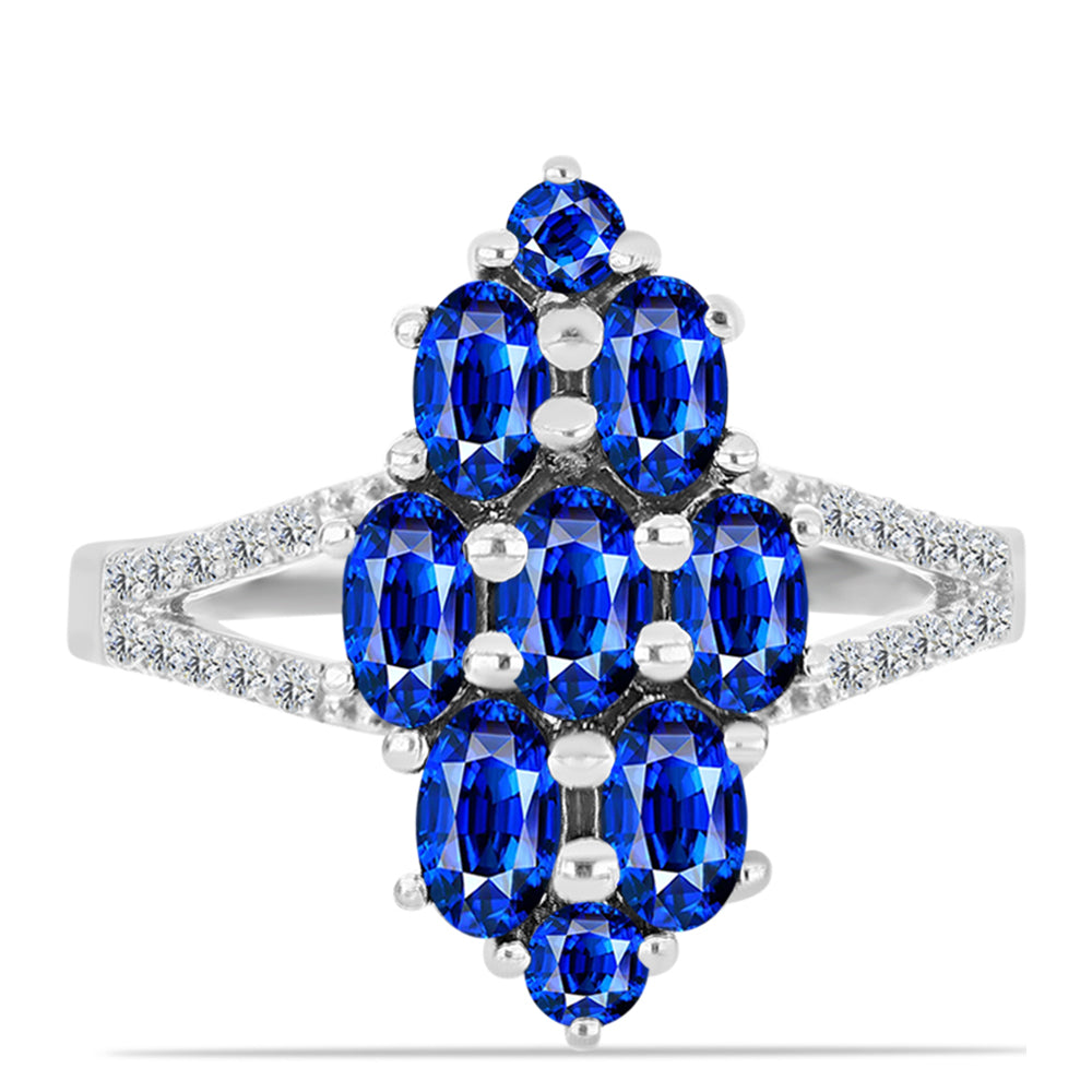 Silberring mit australischem blauem Saphir und weißem Topas 1 