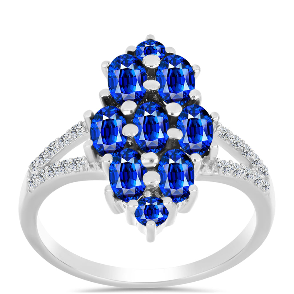 Silberring mit australischem blauem Saphir und weißem Topas