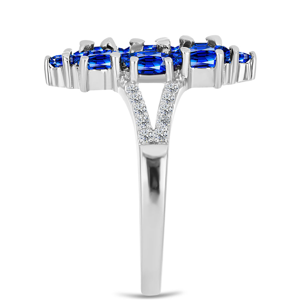 Silberring mit australischem blauem Saphir und weißem Topas 4 