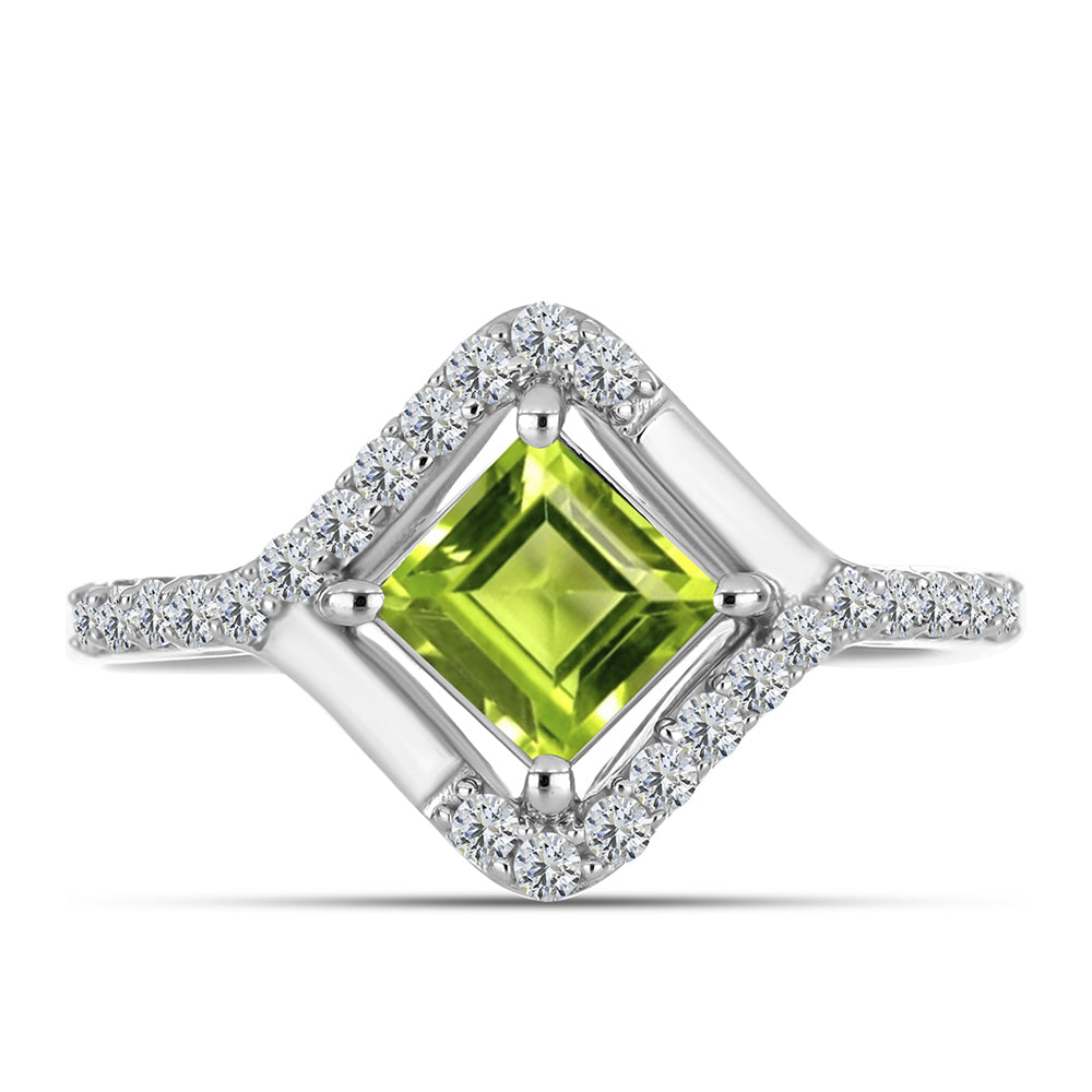 Silberring mit Peridot aus Changbai und weißem Topas 1 