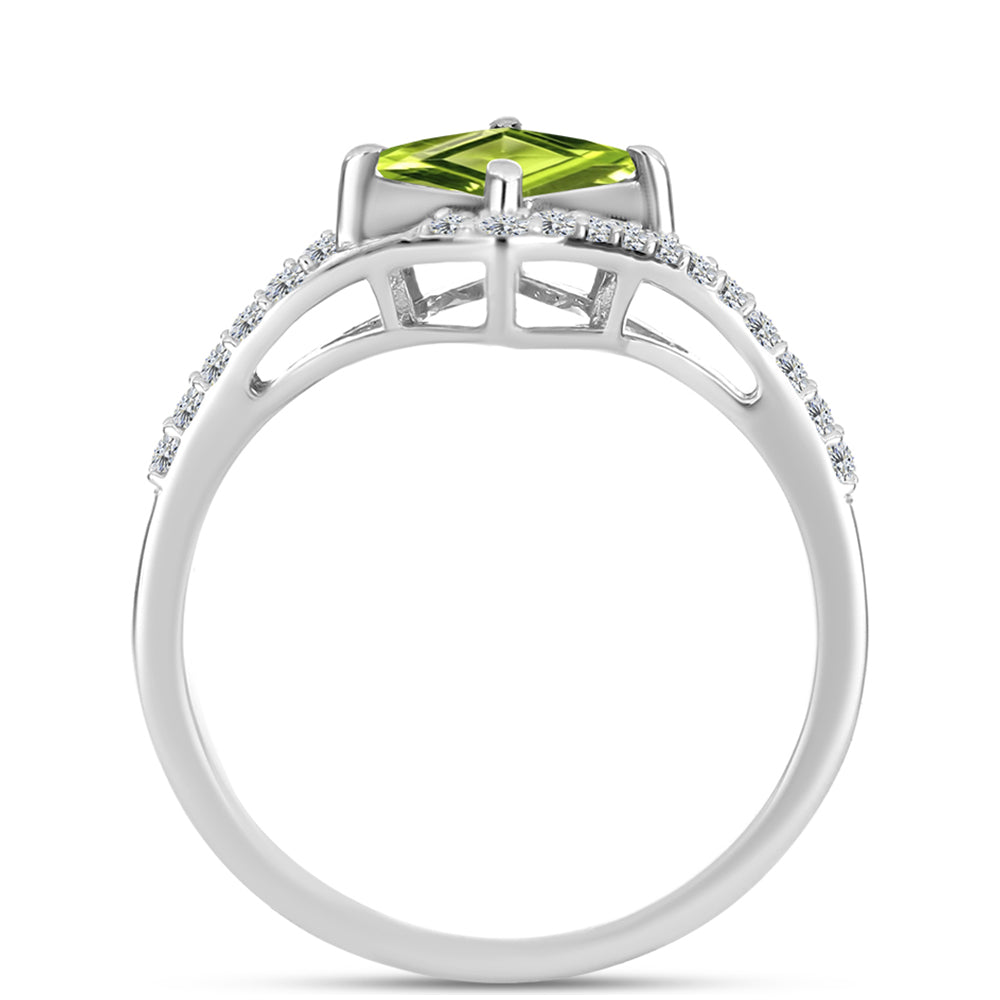 Silberring mit Peridot aus Changbai und weißem Topas 2 