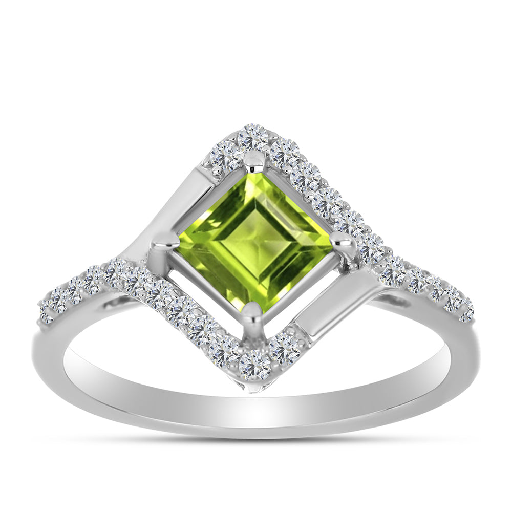 Silberring mit Peridot aus Changbai und weißem Topas 3 
