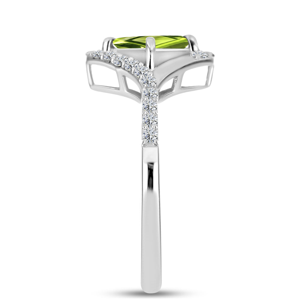 Silberring mit Peridot aus Changbai und weißem Topas