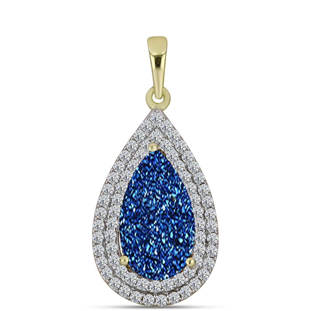 Goldplattierter Silberanhänger mit blauer Druse und weißem Topas