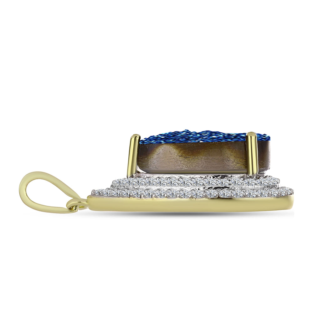 Goldplattierter Silberanhänger mit blauer Druse und weißem Topas 2 