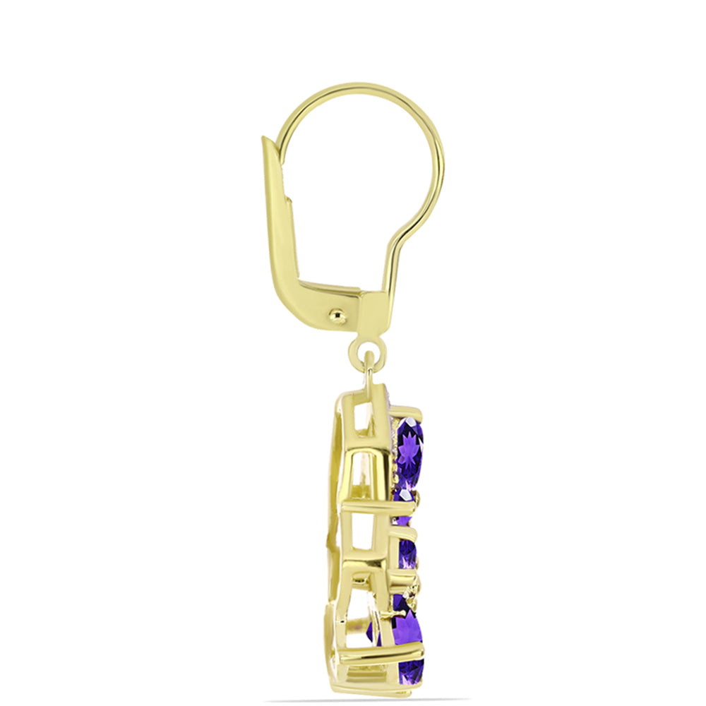 Goldplattierte Silberohrringe mit marokkanischem Amethyst und weißem Topas 2 