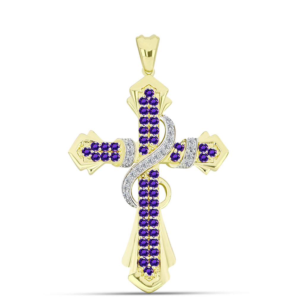 Goldplattierter Silberanhänger mit marokkanischem Amethyst und weißem Topas