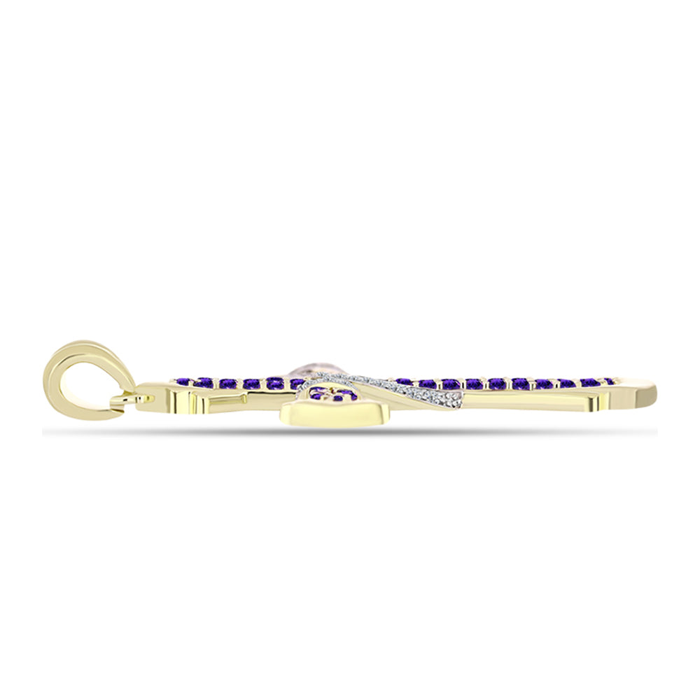 Goldplattierter Silberanhänger mit marokkanischem Amethyst und weißem Topas