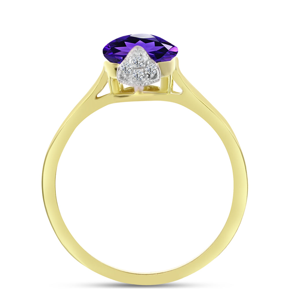 Goldplattierter Silberring mit marokkanischem Amethyst und weißem Topas 2 