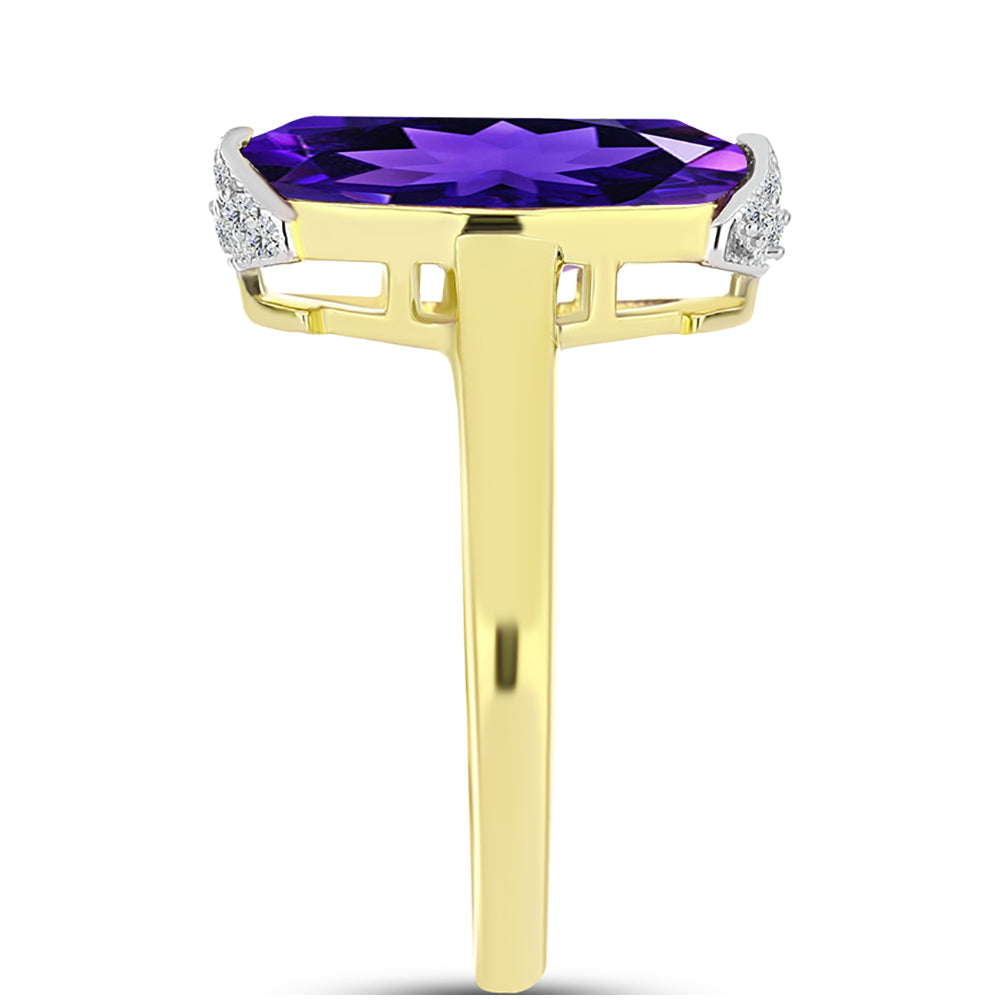 Goldplattierter Silberring mit marokkanischem Amethyst und weißem Topas 4 