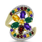 Goldplattierter Silberring mit marokkanischem Amethyst und Zitrin aus dem Ural
