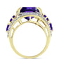Goldplattierter Silberring mit marokkanischem Amethyst und weißem Topas