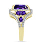Goldplattierter Silberring mit marokkanischem Amethyst und weißem Topas