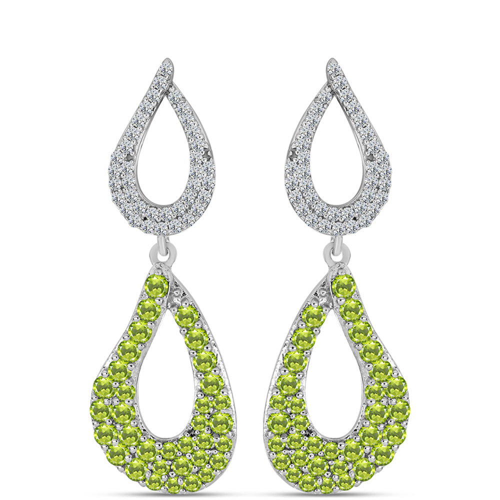 Silberohrringe mit Peridot aus Changbai und weißem Topas 1 