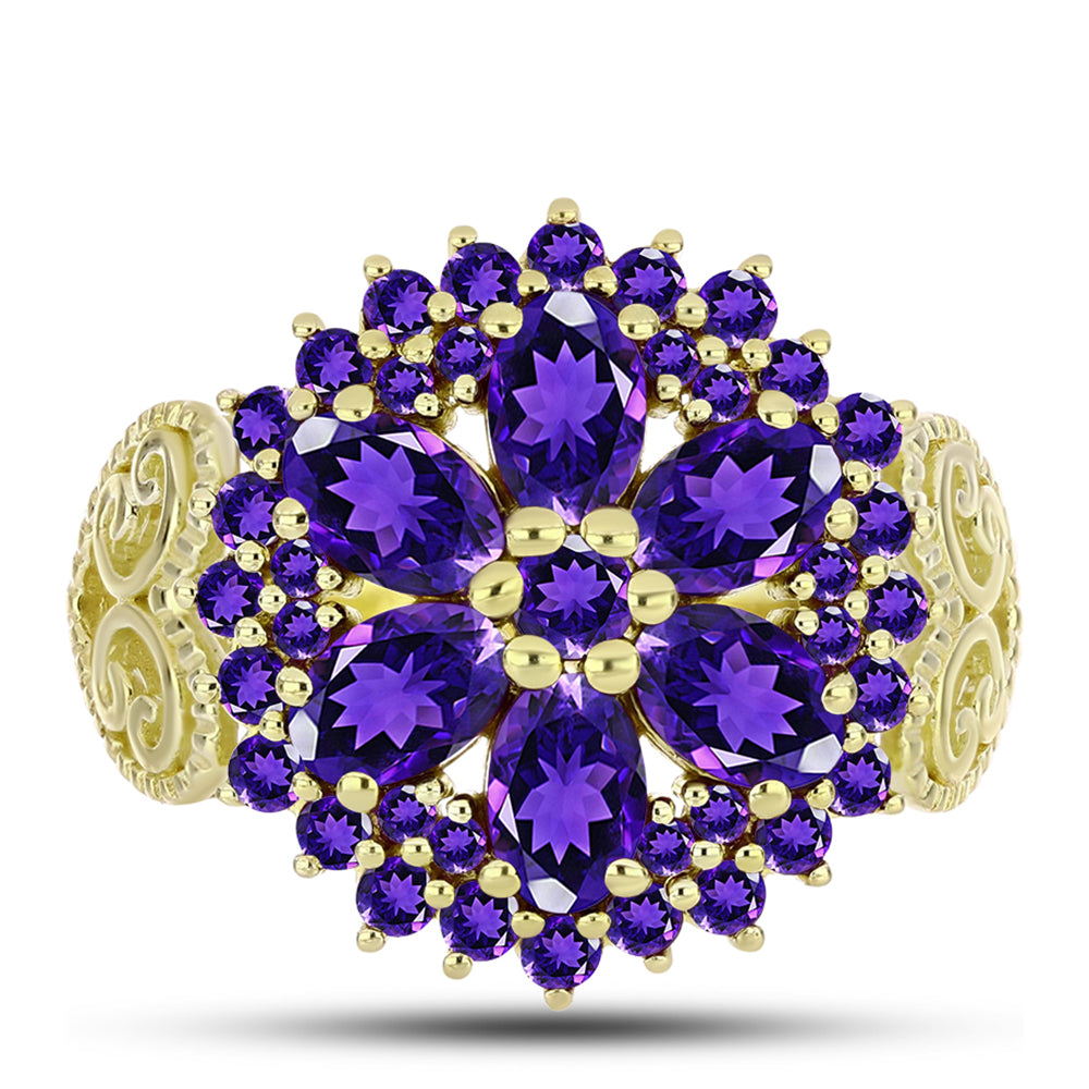 Goldplattierter Silberring mit marokkanischem Amethyst 1 
