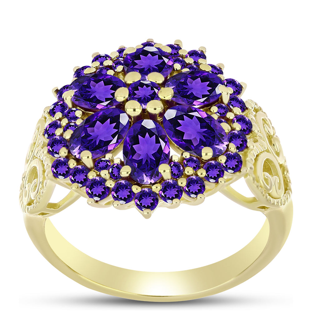 Goldplattierter Silberring mit marokkanischem Amethyst 3 