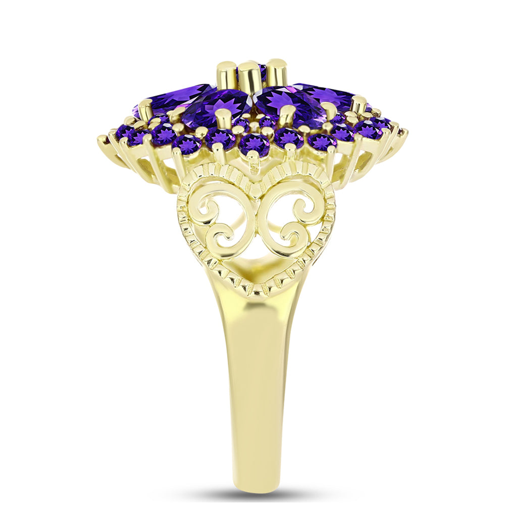 Goldplattierter Silberring mit marokkanischem Amethyst 4 