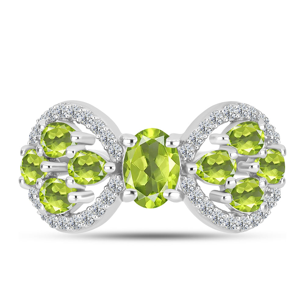 Silberring mit Peridot aus Changbai und weißem Topas