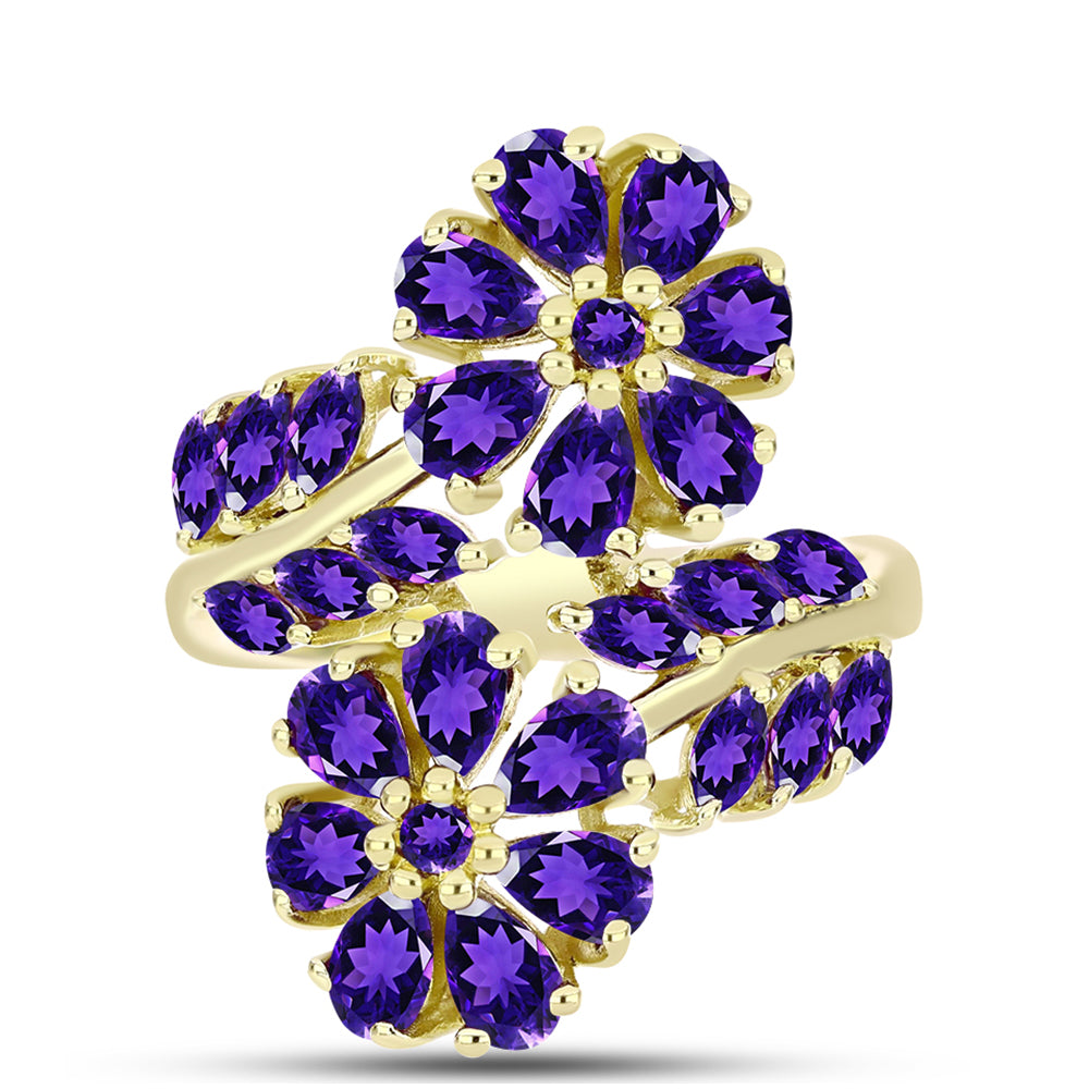 Goldplattierter Silberring mit marokkanischem Amethyst 1 