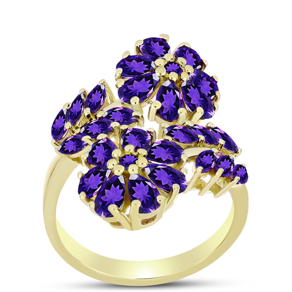 Goldplattierter Silberring mit marokkanischem Amethyst
