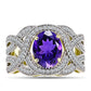 Goldplattierter Silberring mit marokkanischem Amethyst und weißem Topas