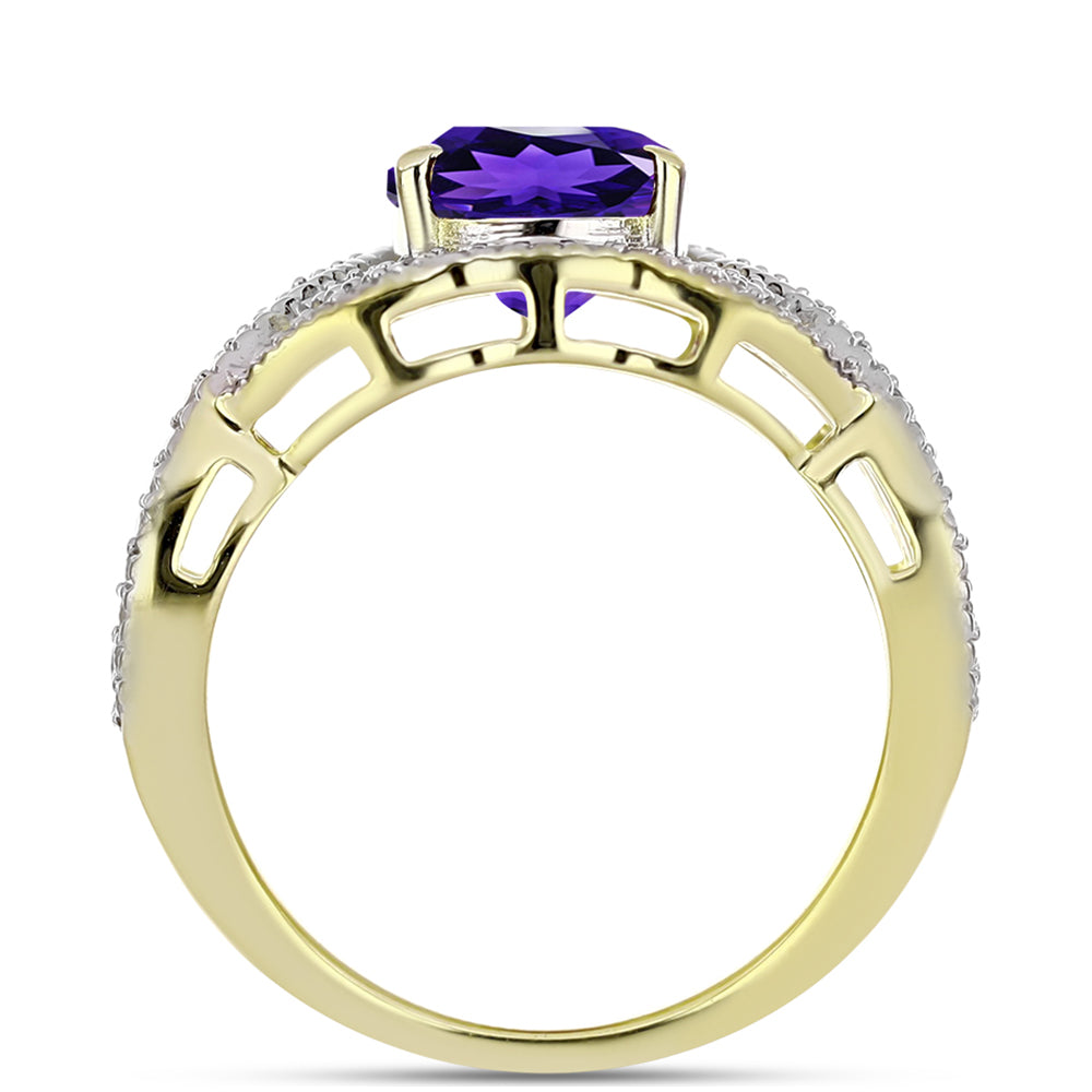 Goldplattierter Silberring mit marokkanischem Amethyst und weißem Topas
