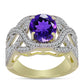 Goldplattierter Silberring mit marokkanischem Amethyst und weißem Topas