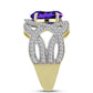 Goldplattierter Silberring mit marokkanischem Amethyst und weißem Topas