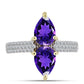 Goldplattierter Silberring mit marokkanischem Amethyst und weißem Topas