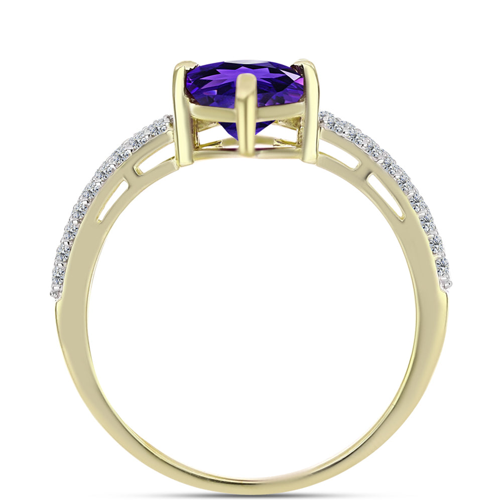 Goldplattierter Silberring mit marokkanischem Amethyst und weißem Topas