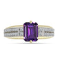 Goldplattierter Silberring mit marokkanischem Amethyst und weißem Topas