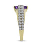 Goldplattierter Silberring mit marokkanischem Amethyst und weißem Topas