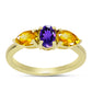Goldplattierter Silberring mit marokkanischem Amethyst und Zitrin aus dem Ural